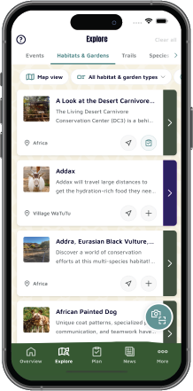 The Living Desert's app explore screen