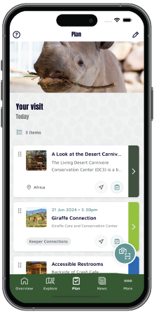 The Living Desert's app plan screen